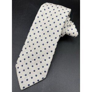 Mens Tie 100% Silk Heavy Made Italy White Black Dot Fiorio Cucita Mano 3.25"x 60